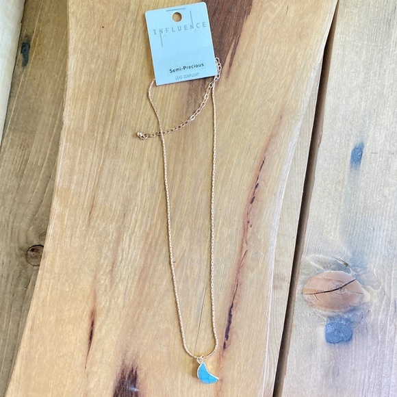 Crescent Moon Necklace Semi-Precious Stone NEW Blue - Picture 4 of 5